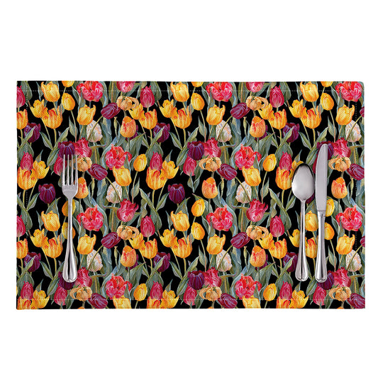 Colorful Watercolor Tulip Pattern Print Placemat