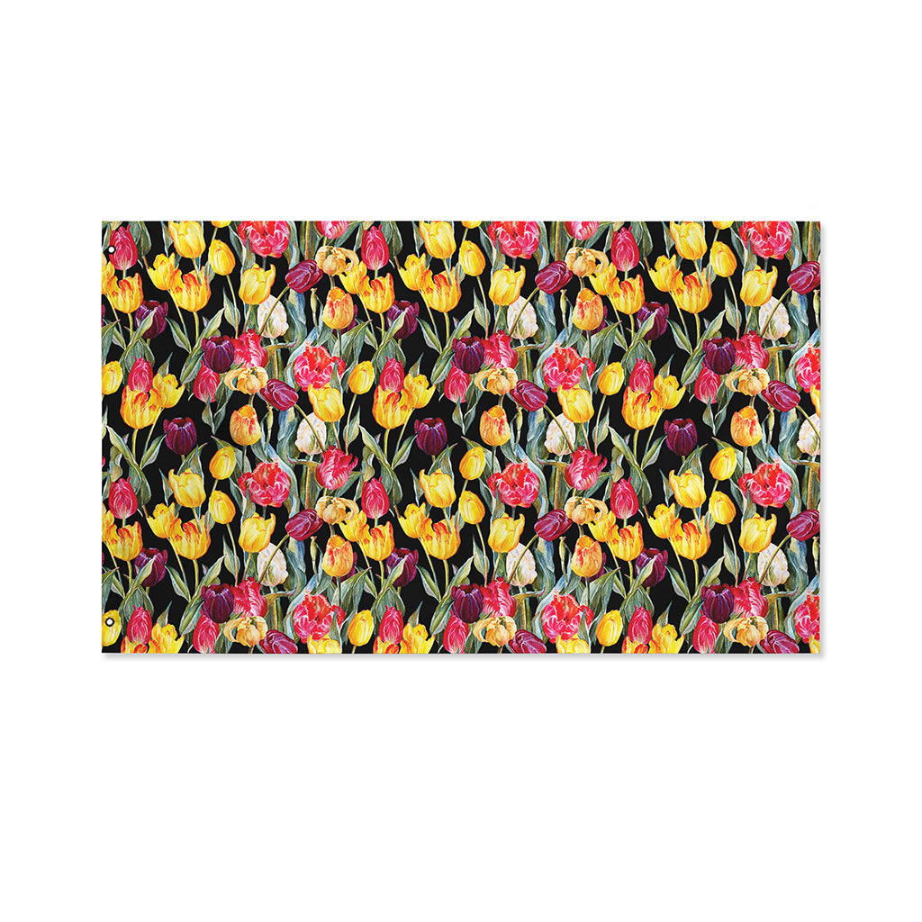 Colorful Watercolor Tulip Pattern Print Polyester Flag