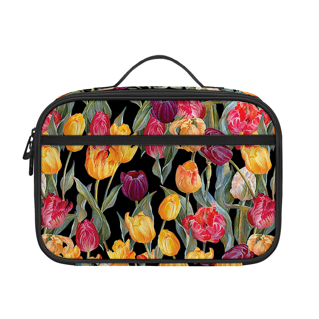Colorful Watercolor Tulip Pattern Print Portable Lunch Bag