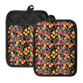 Colorful Watercolor Tulip Pattern Print Pot Holders With Pocket