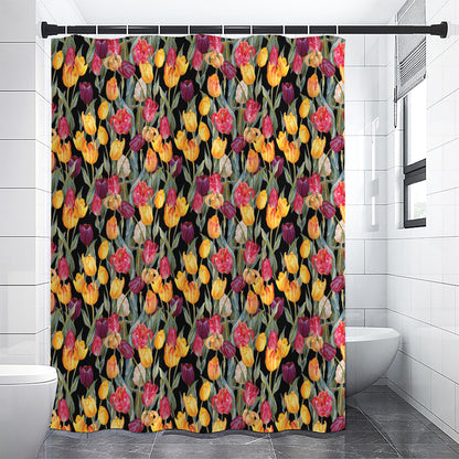 Colorful Watercolor Tulip Pattern Print Premium Shower Curtain