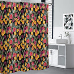 Colorful Watercolor Tulip Pattern Print Premium Shower Curtain