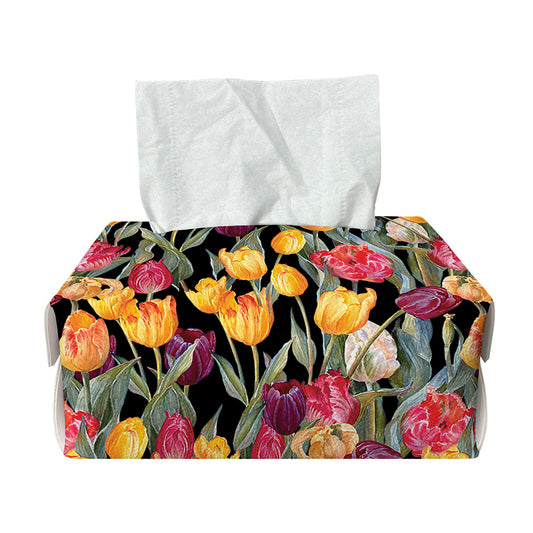 Colorful Watercolor Tulip Pattern Print Rectangle Tissue Box Cover