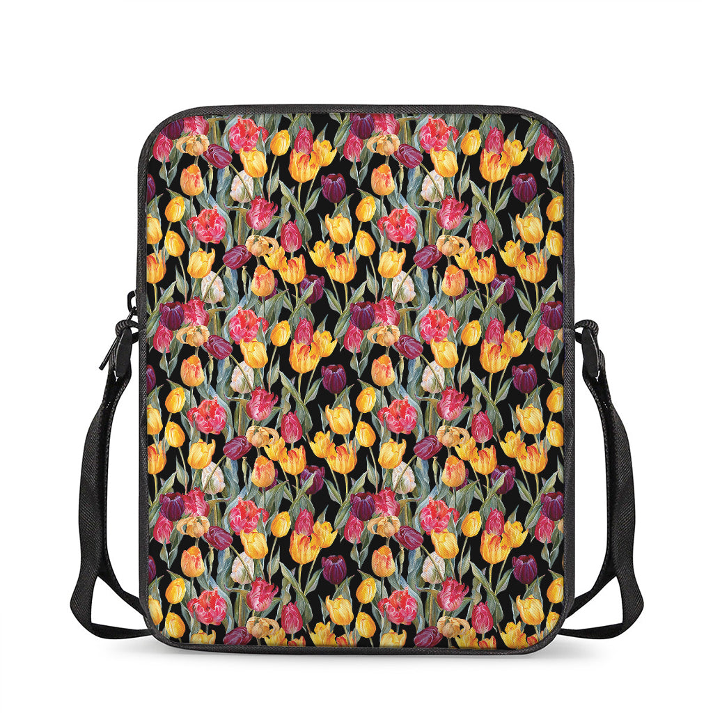 Colorful Watercolor Tulip Pattern Print Rectangular Crossbody Bag