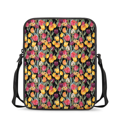 Colorful Watercolor Tulip Pattern Print Rectangular Crossbody Bag