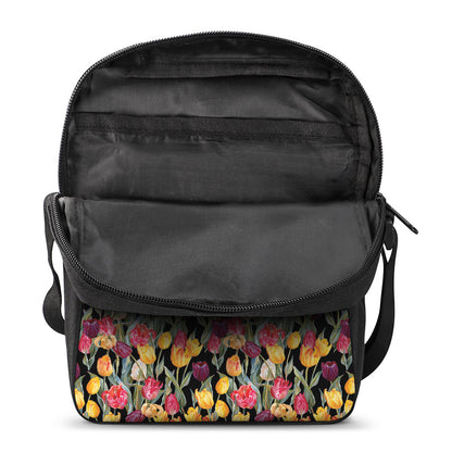 Colorful Watercolor Tulip Pattern Print Rectangular Crossbody Bag