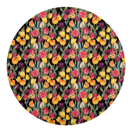 Colorful Watercolor Tulip Pattern Print Round Blanket