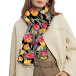 Colorful Watercolor Tulip Pattern Print Scarf