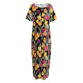 Colorful Watercolor Tulip Pattern Print Short Sleeve Long Nightdress