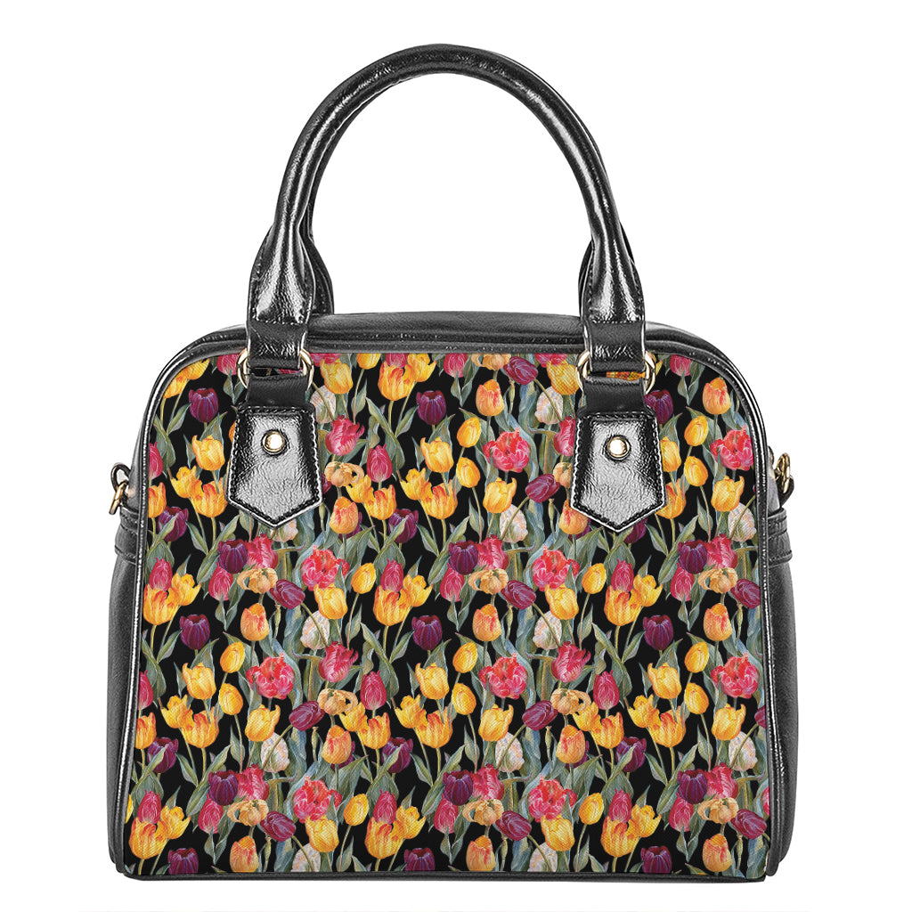 Colorful Watercolor Tulip Pattern Print Shoulder Handbag