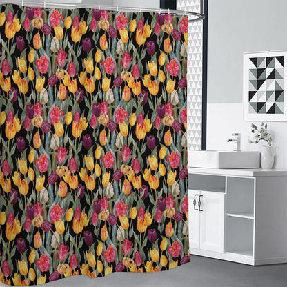 Colorful Watercolor Tulip Pattern Print Shower Curtain