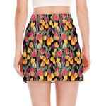 Colorful Watercolor Tulip Pattern Print Side Slit Mini Skirt
