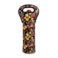 Colorful Watercolor Tulip Pattern Print Single Neoprene Wine Tote