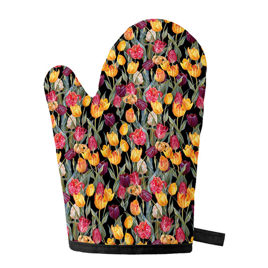 Colorful Watercolor Tulip Pattern Print Single Oven Mitt
