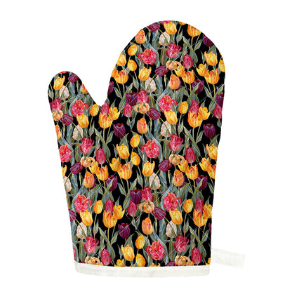 Colorful Watercolor Tulip Pattern Print Single Oven Mitt