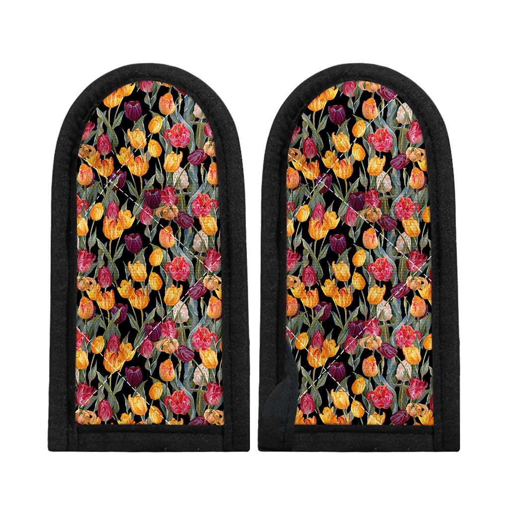 Colorful Watercolor Tulip Pattern Print Skillet Handle Cover