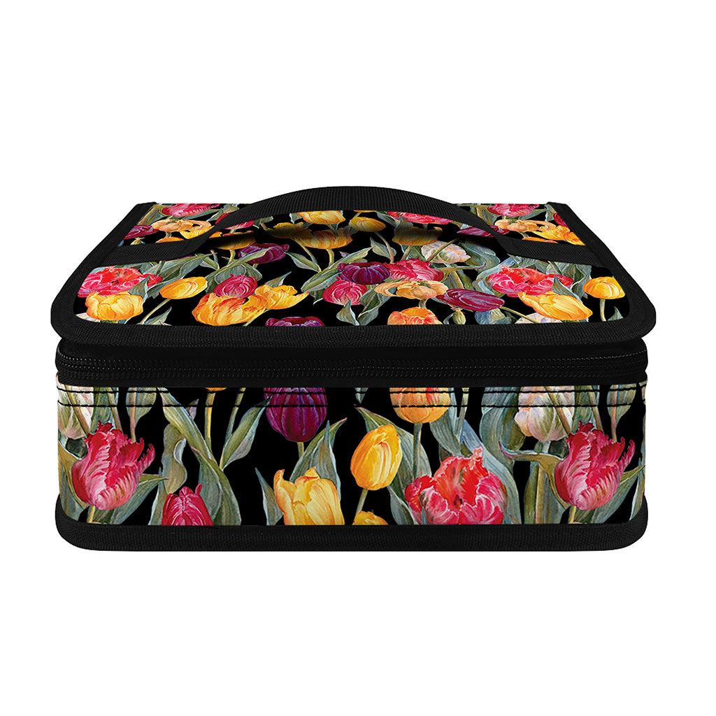 Colorful Watercolor Tulip Pattern Print Small Lunch Bag