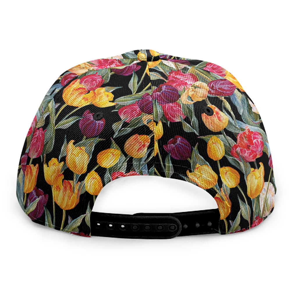 Colorful Watercolor Tulip Pattern Print Snapback Cap
