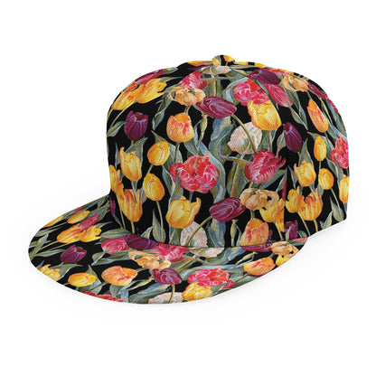 Colorful Watercolor Tulip Pattern Print Snapback Cap