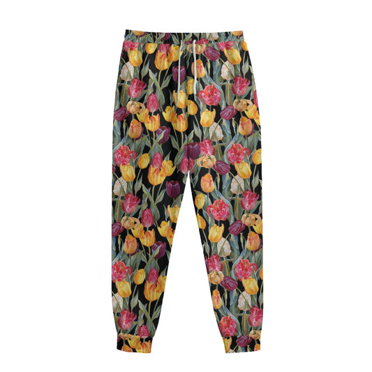 Colorful Watercolor Tulip Pattern Print Sweatpants