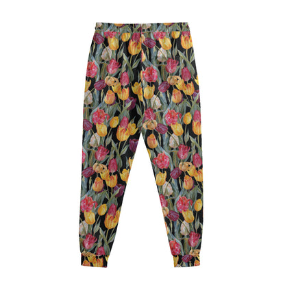 Colorful Watercolor Tulip Pattern Print Sweatpants