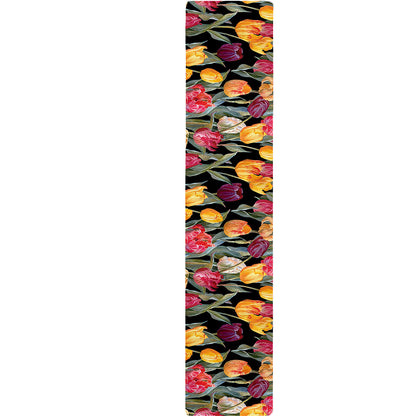 Colorful Watercolor Tulip Pattern Print Table Runner