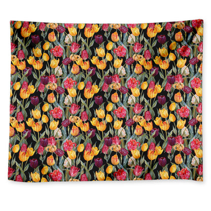 Colorful Watercolor Tulip Pattern Print Tapestry