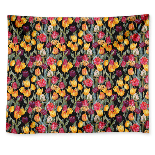 Colorful Watercolor Tulip Pattern Print Tapestry