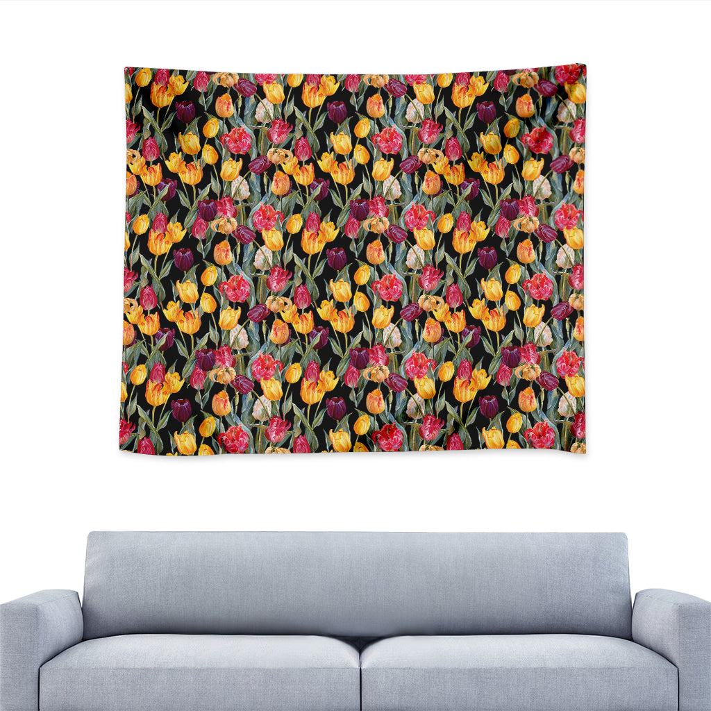 Colorful Watercolor Tulip Pattern Print Tapestry