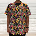 Colorful Watercolor Tulip Pattern Print Textured Short Sleeve Shirt