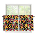 Colorful Watercolor Tulip Pattern Print Tier Curtains