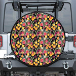 Colorful Watercolor Tulip Pattern Print Tire Cover