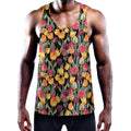 Colorful Watercolor Tulip Pattern Print Men's Workout Tank Top