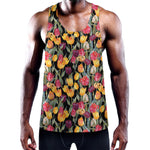 Colorful Watercolor Tulip Pattern Print Training Tank Top