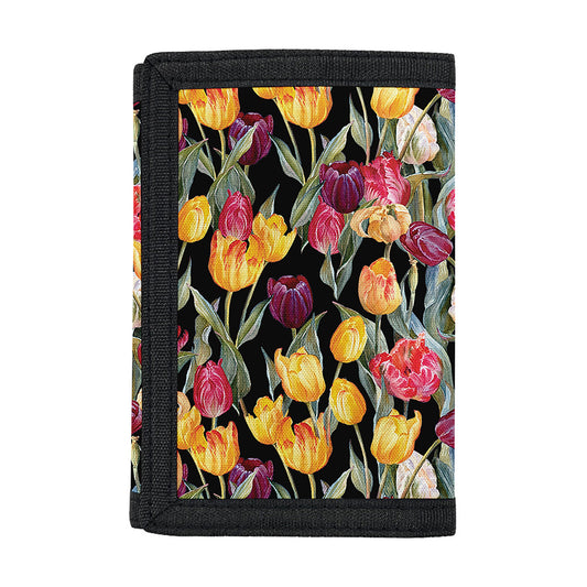 Colorful Watercolor Tulip Pattern Print Trifold Wallet