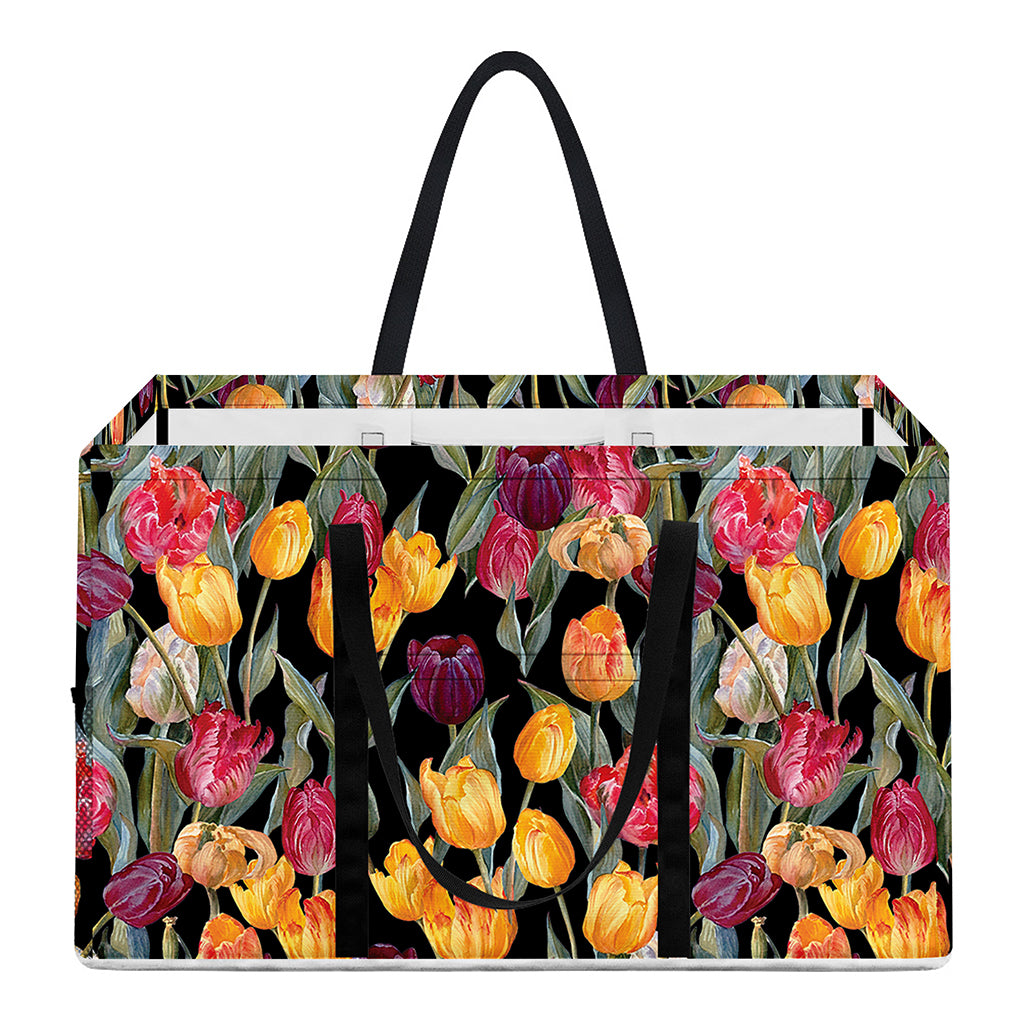 Colorful Watercolor Tulip Pattern Print Utility Tote Bag