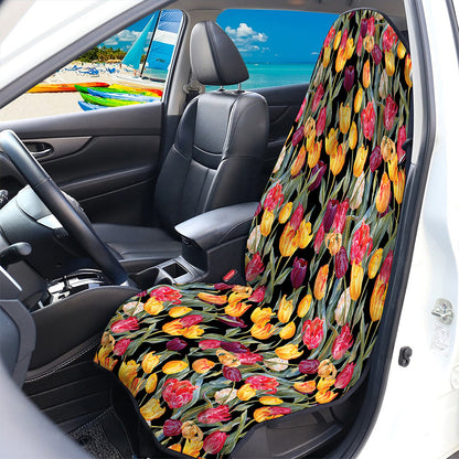 Colorful Watercolor Tulip Pattern Print Waterproof Car Seat Cover