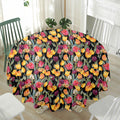 Colorful Watercolor Tulip Pattern Print Waterproof Round Tablecloth