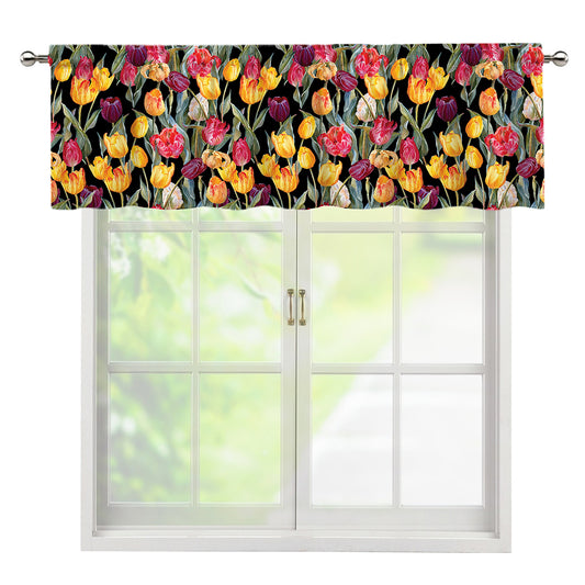 Colorful Watercolor Tulip Pattern Print Window Valance