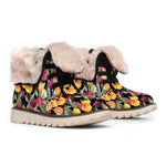 Colorful Watercolor Tulip Pattern Print Winter Boots