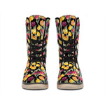 Colorful Watercolor Tulip Pattern Print Winter Boots
