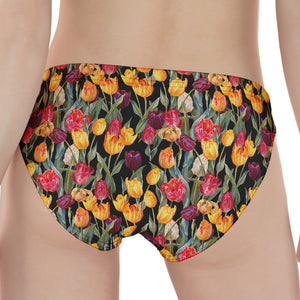 Colorful Watercolor Tulip Pattern Print Women's Panties