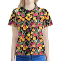 Colorful Watercolor Tulip Pattern Print Women's Polo Shirt