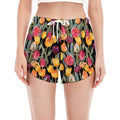 Colorful Watercolor Tulip Pattern Print Women's Split Running Shorts