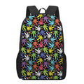 Colorful Weed Leaf Pattern Print 17 Inch Backpack