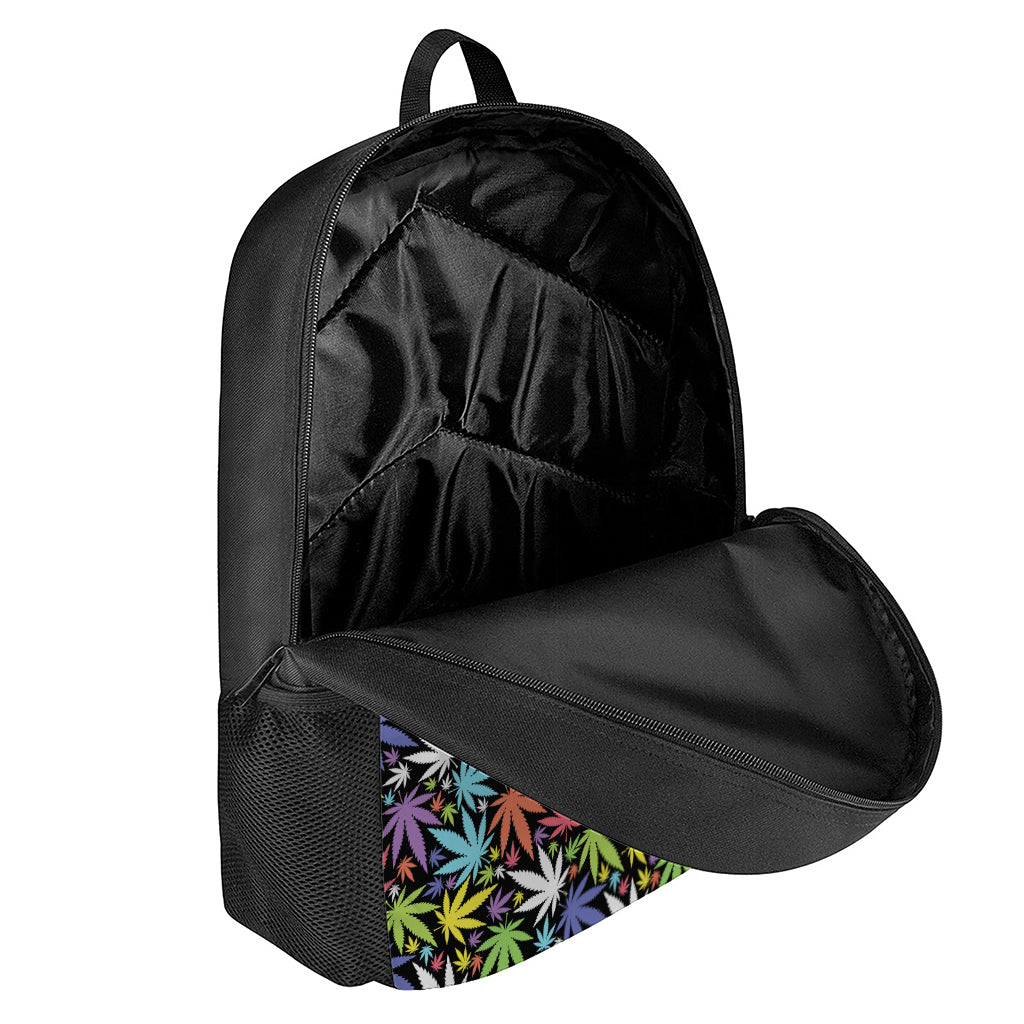 Colorful Weed Leaf Pattern Print 17 Inch Backpack