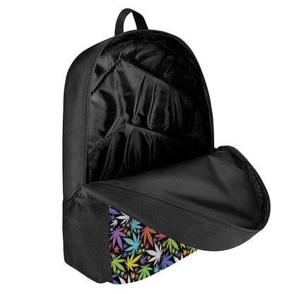 Colorful Weed Leaf Pattern Print 17 Inch Backpack
