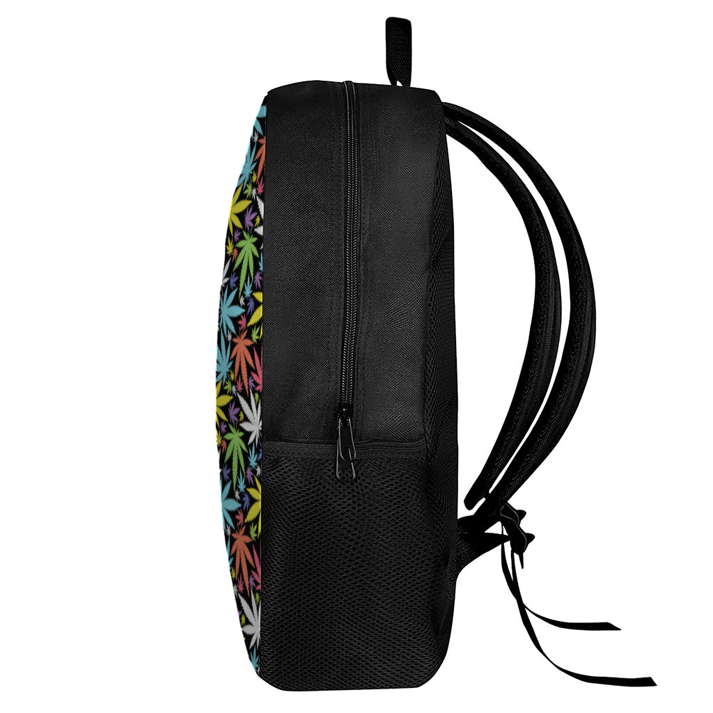 Colorful Weed Leaf Pattern Print 17 Inch Backpack