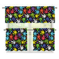 Colorful Weed Leaf Pattern Print 3 Piece Kitchen Curtains