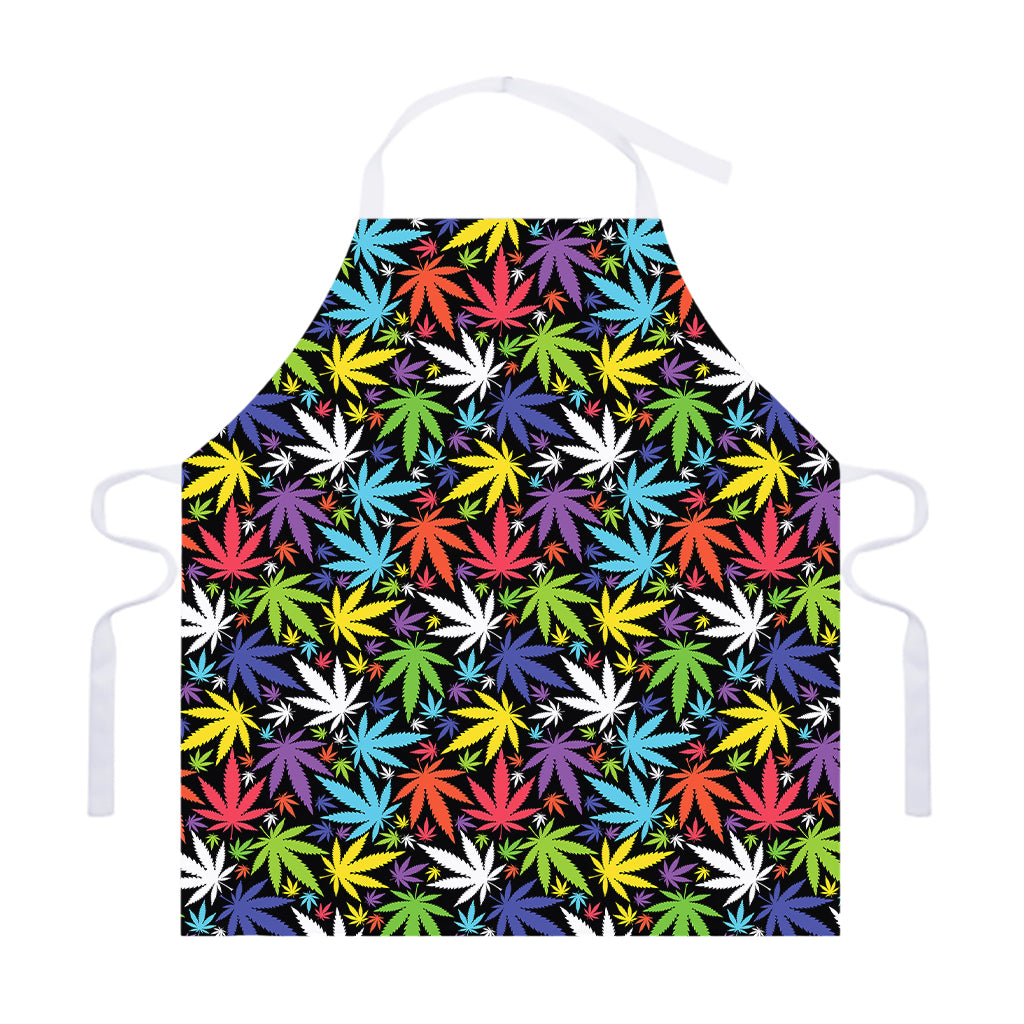 Colorful Weed Leaf Pattern Print Adjustable Apron